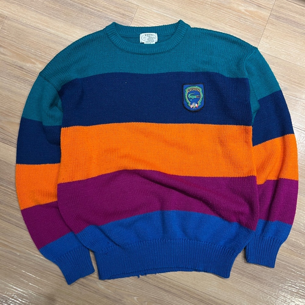 IZOD Lacoste Vintage Striped Crewneck Sweater Multi Color XL 20